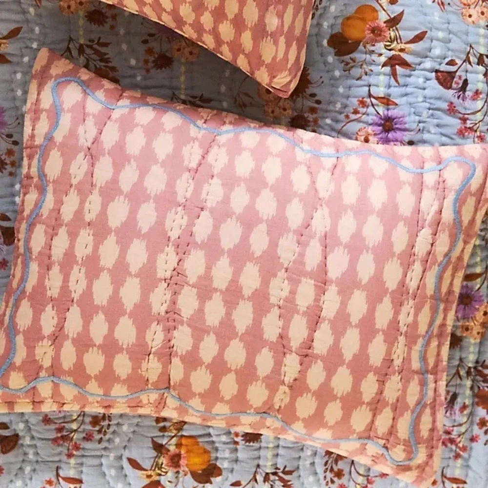 NWOT Anthropologie Iluka Cotton Printed Floral Shams, Set of 2 Standard Shams